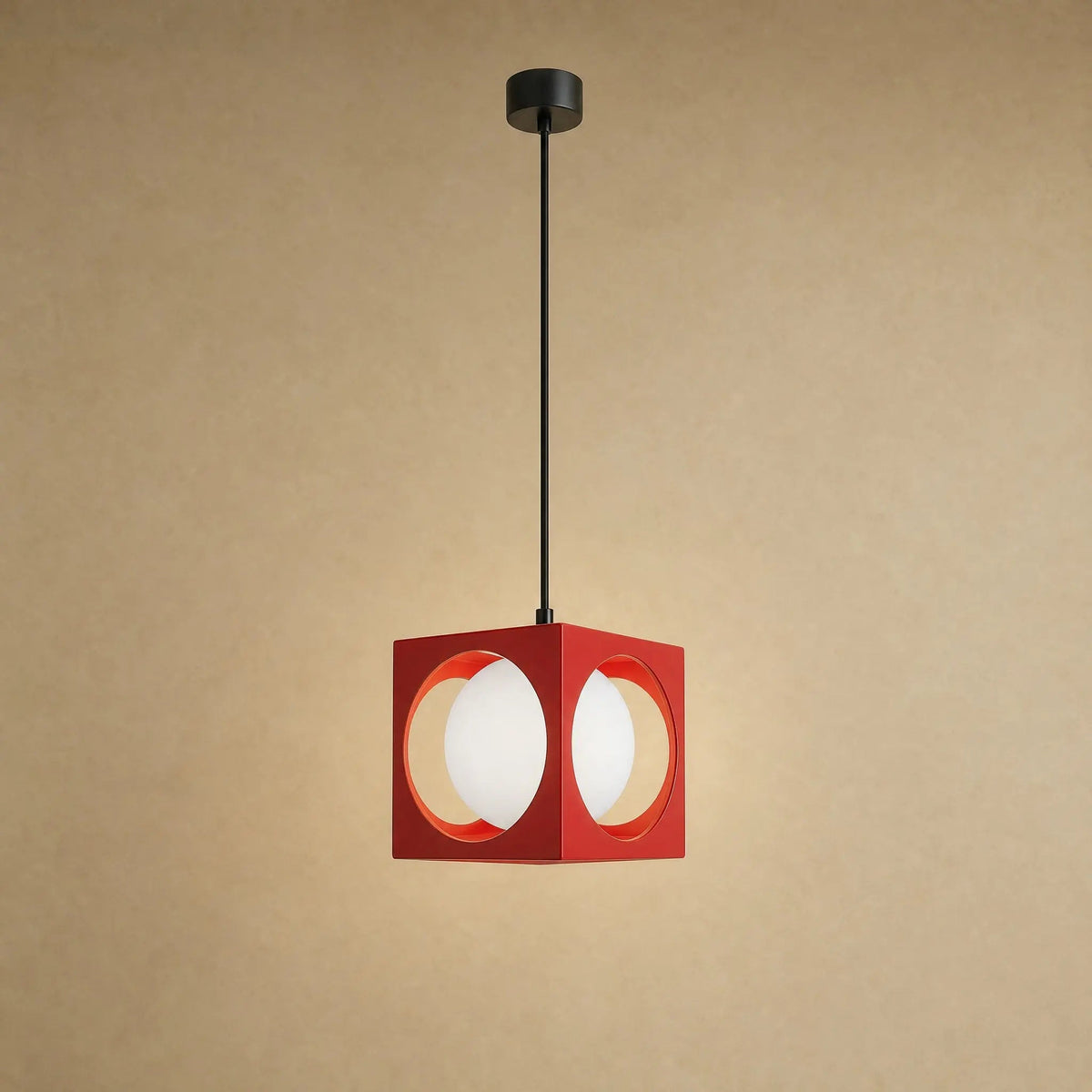 Suspension Colorée - Cube Globe Opale Rétro