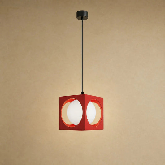 Suspension Colorée - Cube Globe Opale Rétro