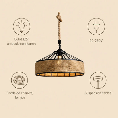 Suspension Corde - Tambour De Chanvre Rétro