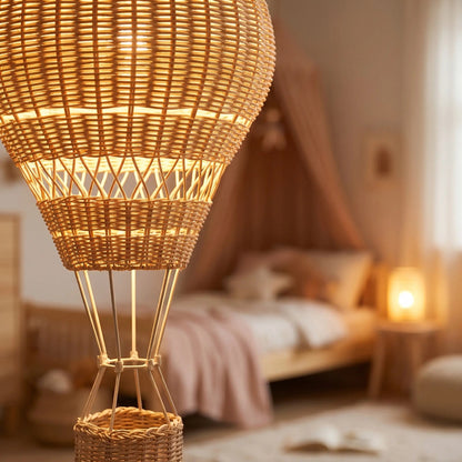 Suspension Enfant Rotin Montgolfière - LED Dimmable