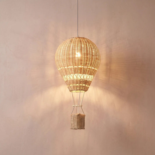 Suspension Enfant Rotin Montgolfière - LED Dimmable
