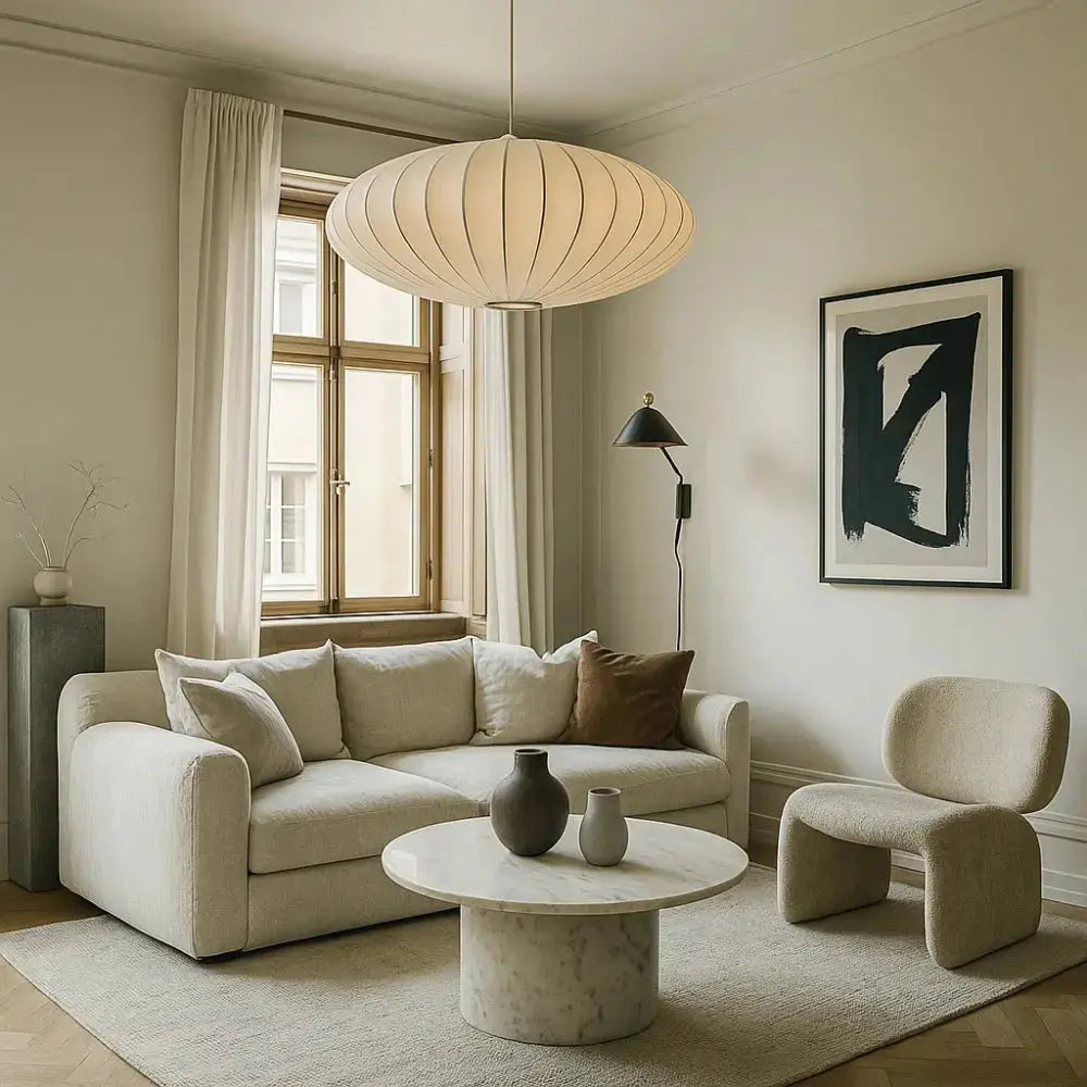 Suspension Luminaire Design - Voile De Soie Japandi