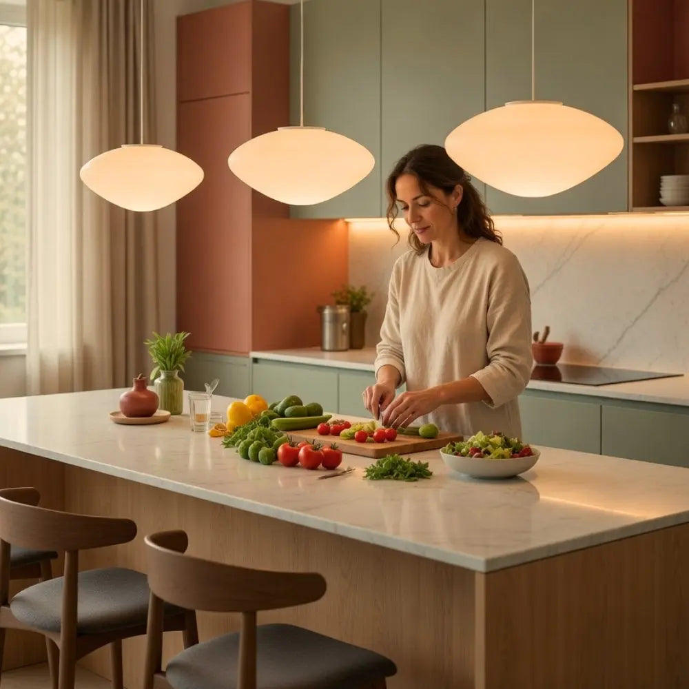 Suspension Luminaire Led - Galet Opalin Flottant
