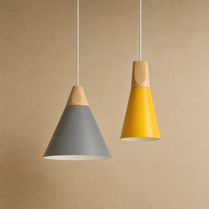 Suspension Scandinave - Cône Bois et Macaron