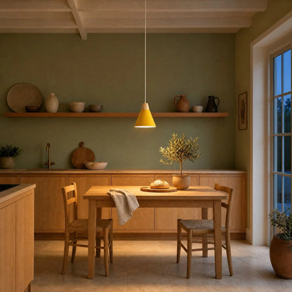 Suspension Scandinave - Cône Bois et Macaron