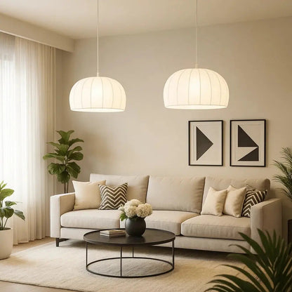 Luminaire Suspension Blanc - Tressage Bohème Lumineux