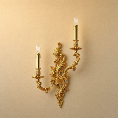 Applique Murale Dorée - Volutes Et Chandelles