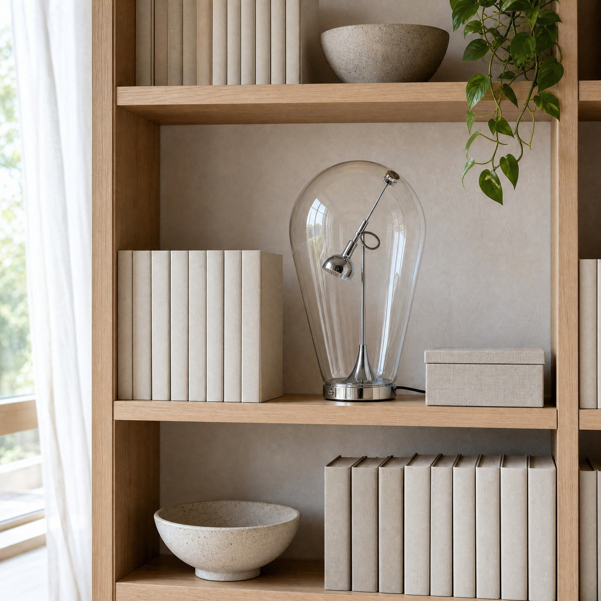 Lampe Chromée - Projecteur Sous Cloche De Verre