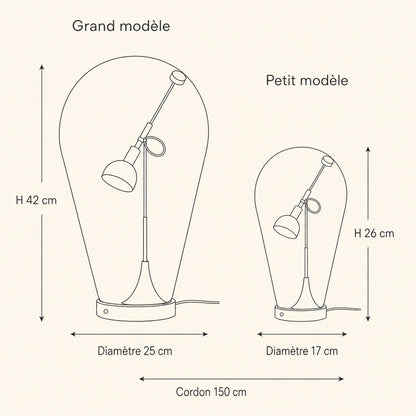 Lampe Chromée - Projecteur Sous Cloche De Verre