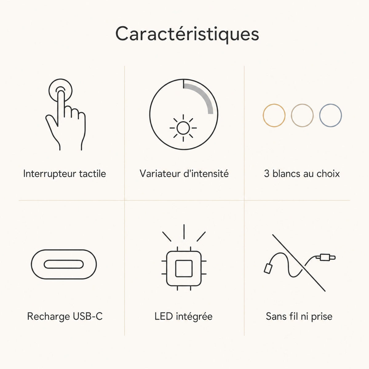 Lampe Rechargeable - Couronne Chromée Tactile