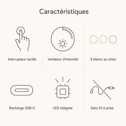 Lampe Rechargeable - Couronne Chromée Tactile