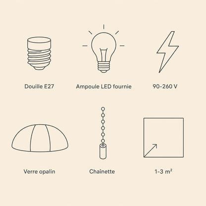Lampe Vintage - Soucoupe Opaline Nervurée