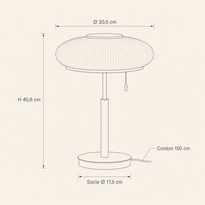 Lampe Vintage - Soucoupe Opaline Nervurée