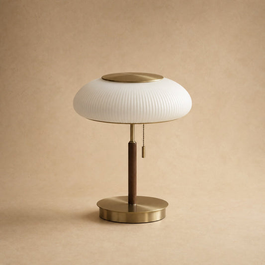 Lampe Vintage - Soucoupe Opaline Nervurée