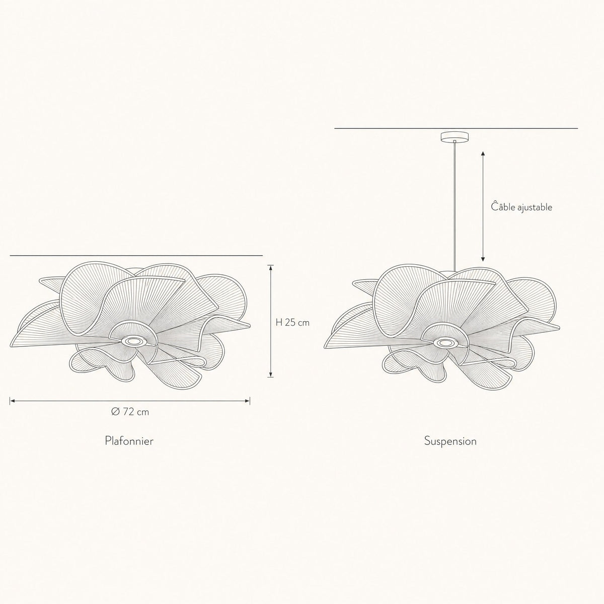 Plafonnier Fleur - Éclosion Plissée Nordique